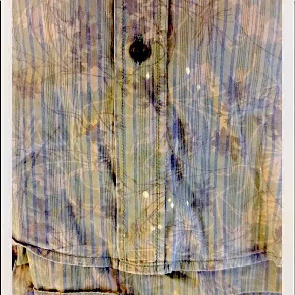 Hugo Boss Men Dress Shirt Brown Gray Floral Distress XL Cotton Long Sleeve - Picture 5 of 11